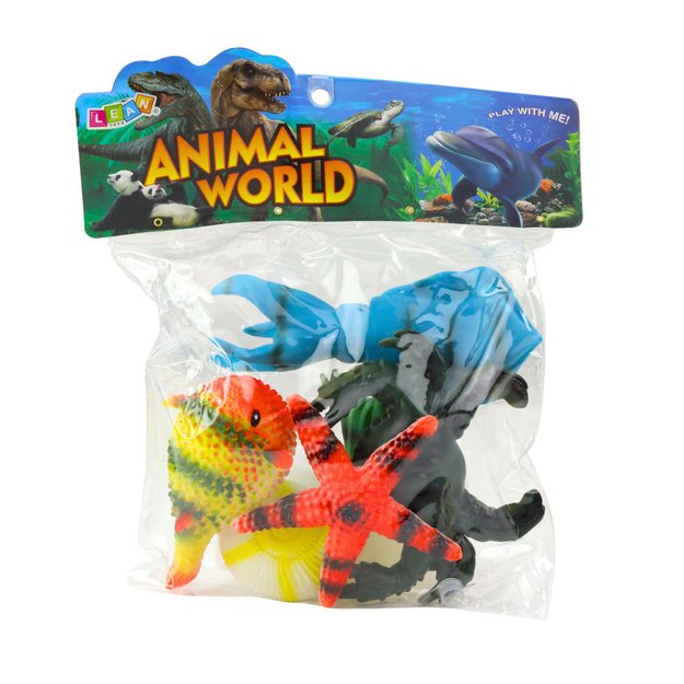 Set of Figures Sea Animals Crab Starfish Squid Ammonite 5pcs. 6