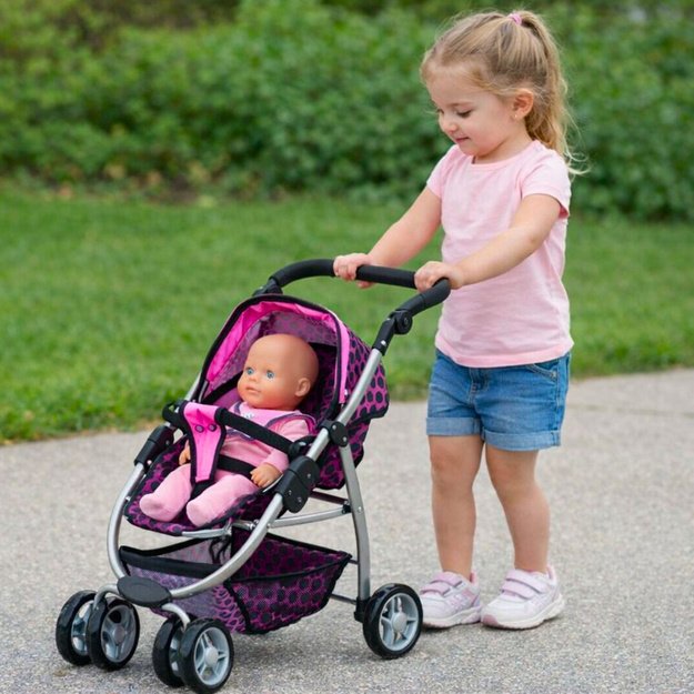 2in1 Doll Bogie and Stroller Alice - Pink With Black Dots 18