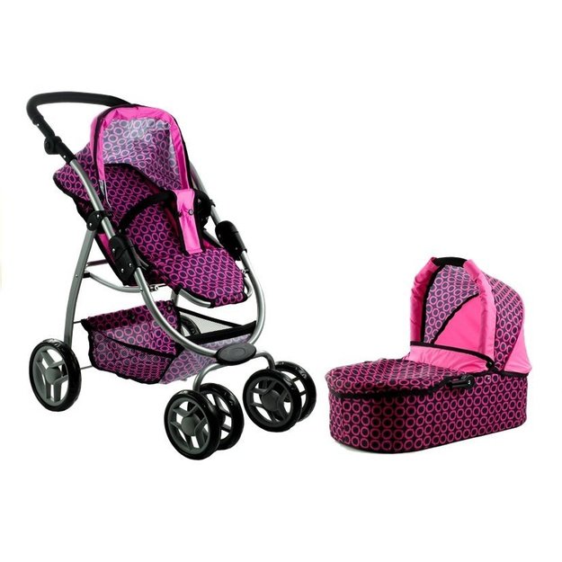 2in1 Doll Bogie and Stroller Alice - Pink With Black Dots 17