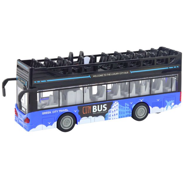 City Bus Double Decker 1:16 Drive Lights Sounds Blue 1