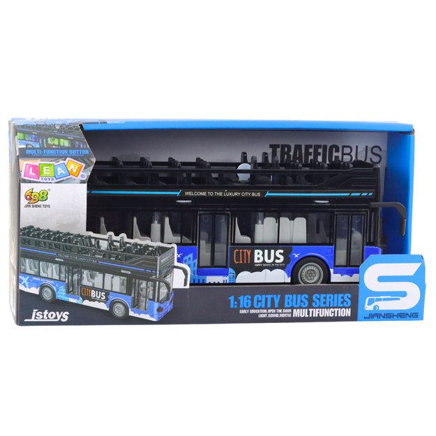 City Bus Double Decker 1:16 Drive Lights Sounds Blue 2