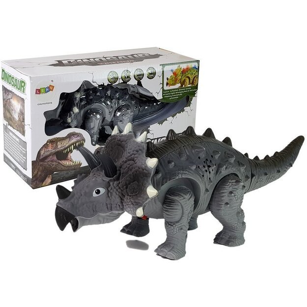 Dinozauras ant baterijos Triceratops Gray