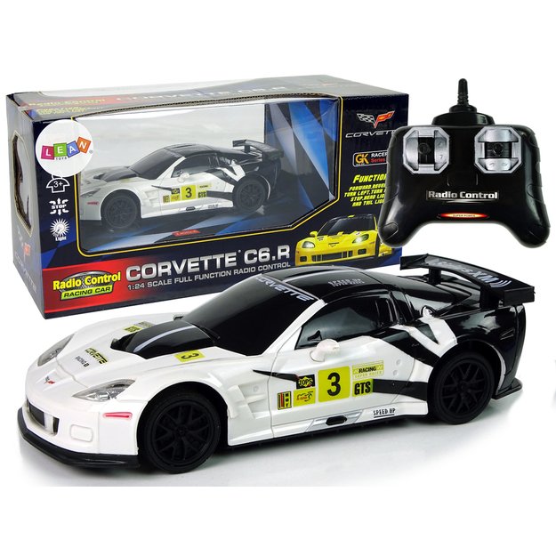 Sportinis automobilis R/C 1:24 Corvette C6.R White 2.4 G Lights