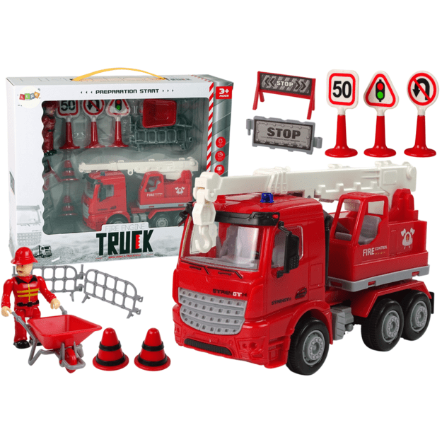 Ugniagesių rinkinys Kranas Kelio ženklai Ugniagesys gelbėtojas