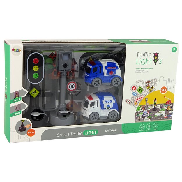 Automobilių su šviesoforais ir kelio ženklais rinkinys 13