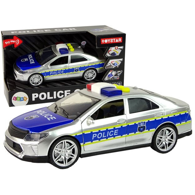 Policijos automobilis 1:14 Frikcinės pavaros garsai Šviesiai sidabrinės spalvos