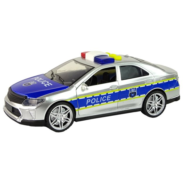 Policijos automobilis 1:14 Frikcinės pavaros garsai Šviesiai sidabrinės spalvos