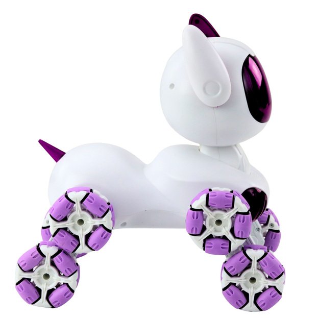 TOOBY Robot Dog Remote Controlled RC 360° Lights Sounds White and Purple 4