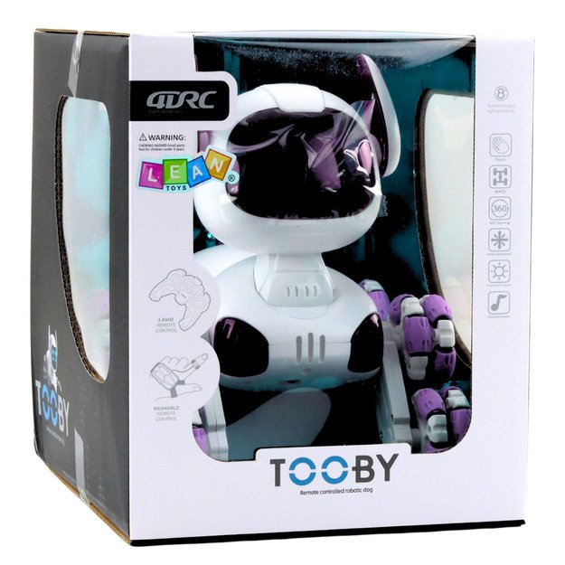 TOOBY Robot Dog Remote Controlled RC 360° Lights Sounds White and Purple 8