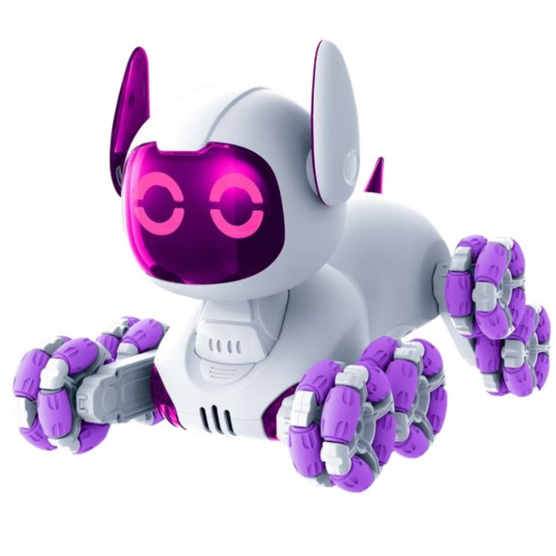 TOOBY Robot Dog Remote Controlled RC 360° Lights Sounds White and Purple 3