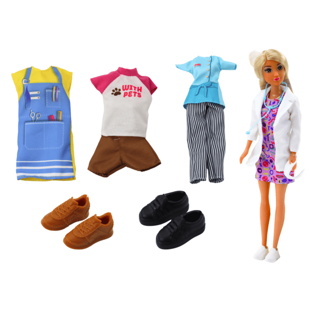 Anlily 4in1 lėlė Gydytojas Kirpėjas Virėjas Gyvūnai Drabužiai Priedai 5