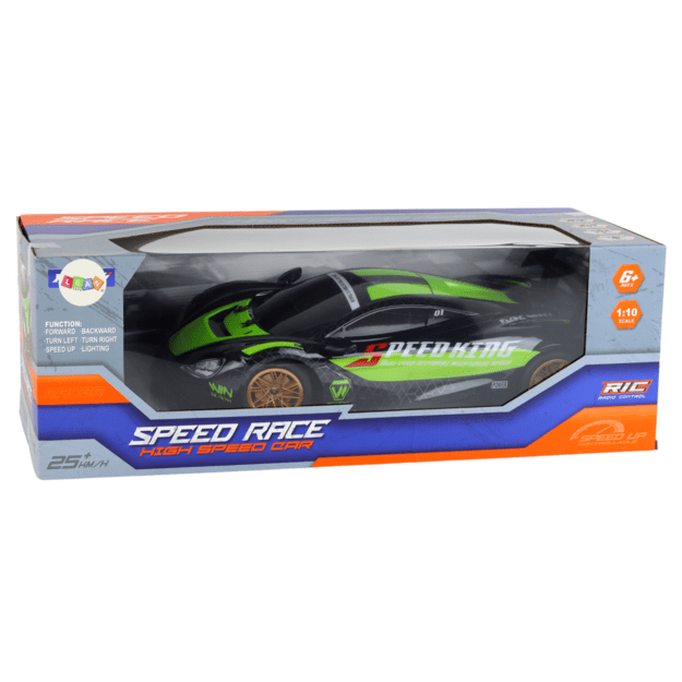 Didelis nuotoliniu būdu valdomas sportinis automobilis 1:10 žalios ir juodos spalvų 8