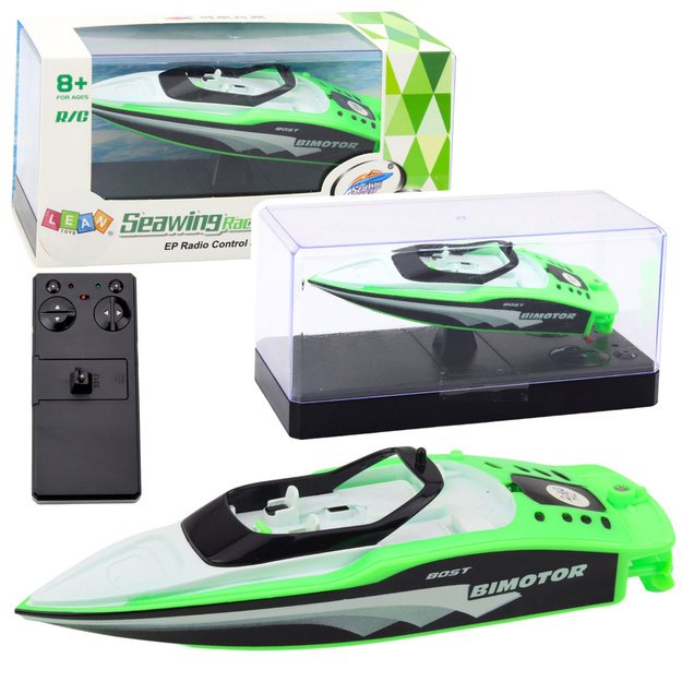 ELEKTRINIS KARINIS MOTORINIS LAIVAS RC White-Green 15cm