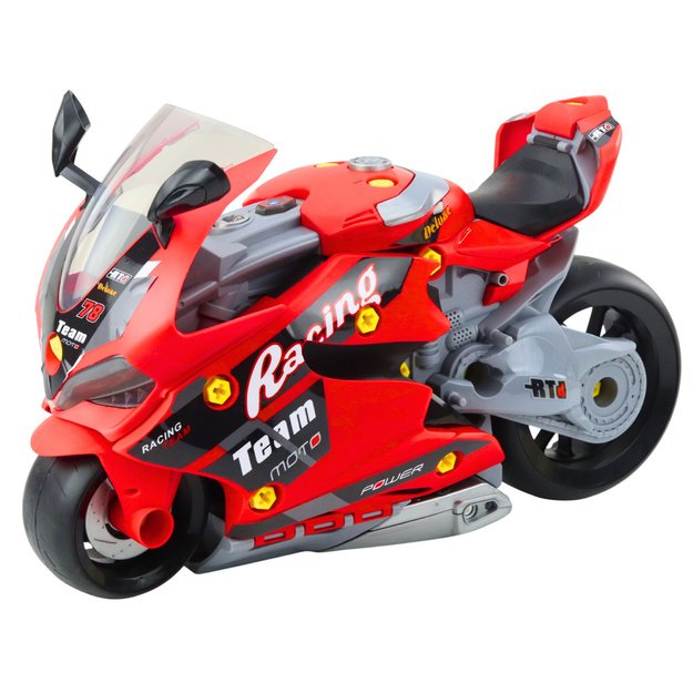 2-in-1 DIY Workshop Lights Sounds Smoke Motorcycle Red 43cm 1