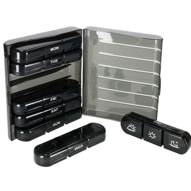 Vaistų tablečių organizatoriaus konteineris juodas 8