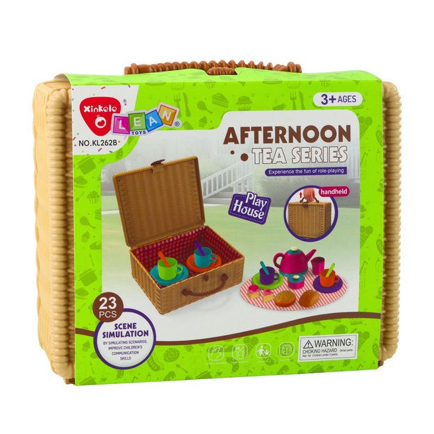 Tea Set in a Basket Cups Plates Sweets 23 pcs. 4