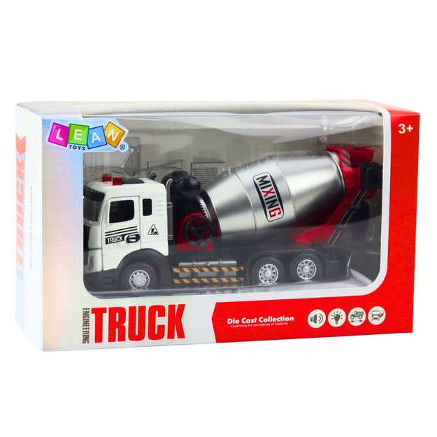 Concrete Mixer Construction Vehicle Metal Cabin Rotating Drum Lights Sounds 5