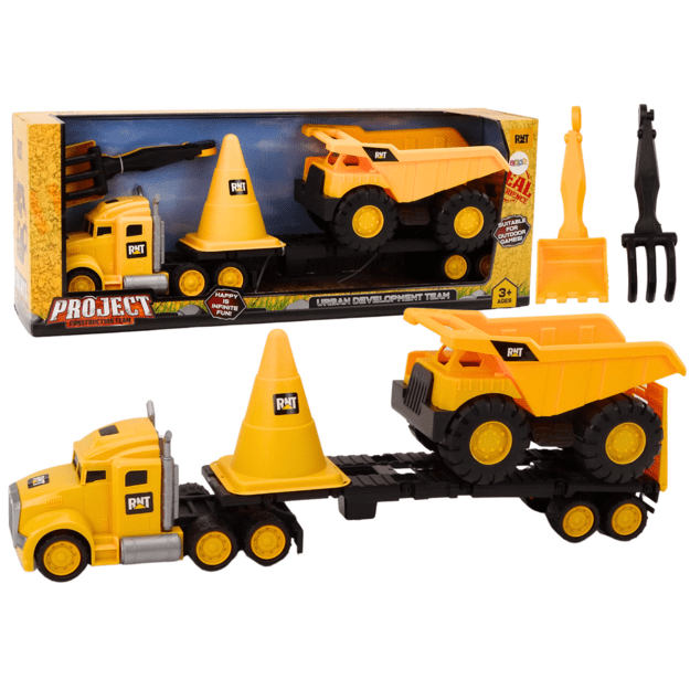 Set of Construction Machinery Truck Dump Truck Movable Yellow