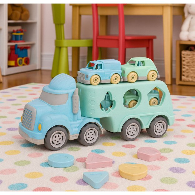 Truck Tow Truck Educational Sorter With Cars Blocks Pastel BIO Plastic 4