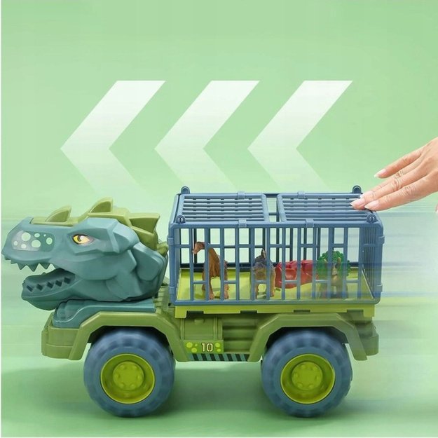 Car Transporter Truck Dinosaurs Figures Green 15 pcs. 2