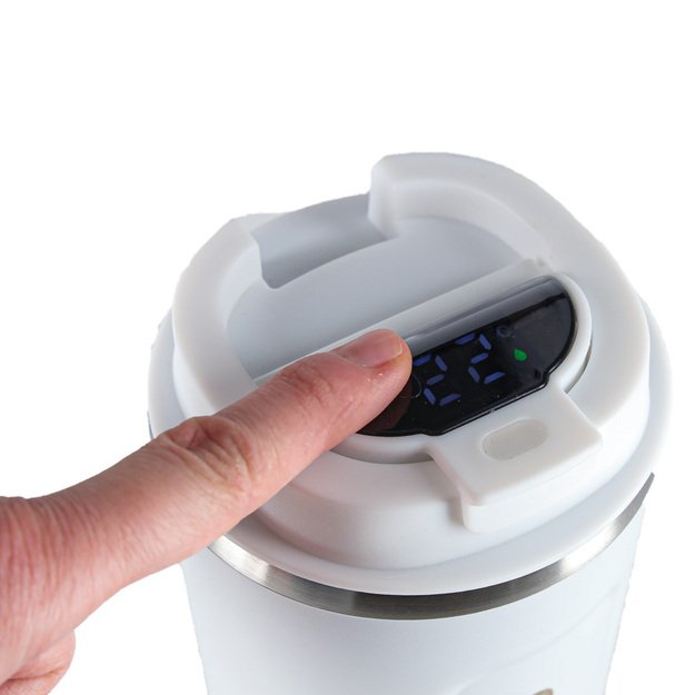 LED kelioninis puodelis su kandikliu 500ml, baltas 7