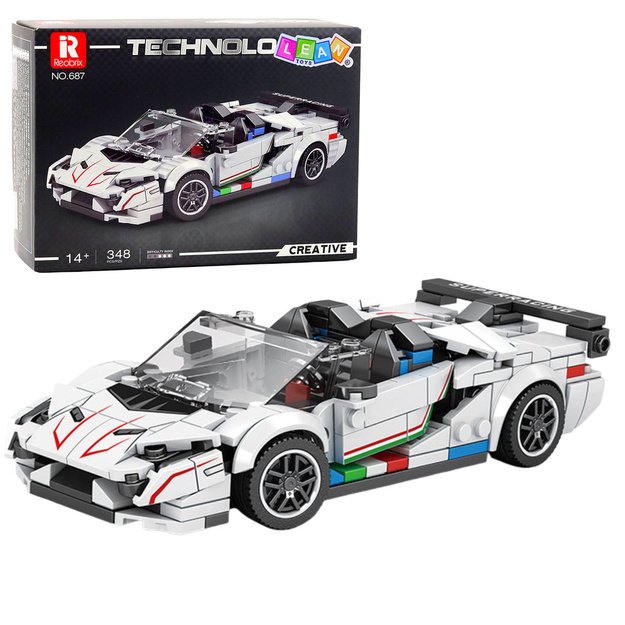 Construction Bricks Sports Car Convertible SVJ White 348 pcs.