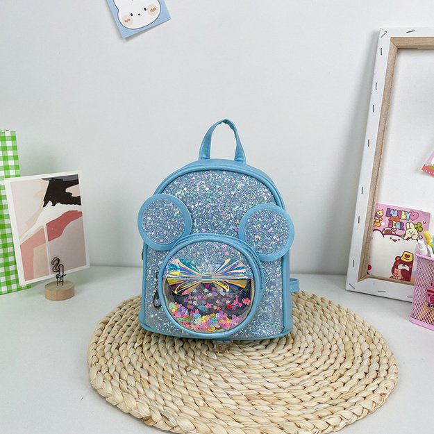 Children s Backpack With Sequins Mouse Ears Blue 22cm 3L 1
