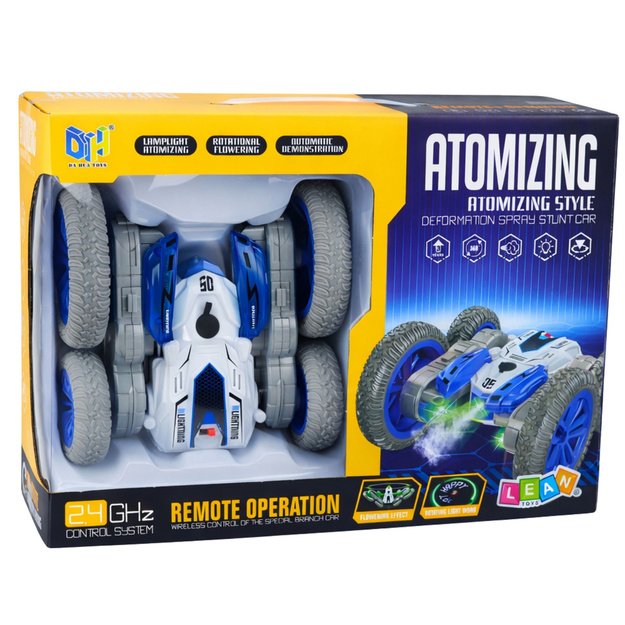 Nuotoliniu būdu valdomas triukų automobilis su dūmų šviesos efektu, 360° mėlynas 5