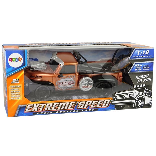 Nuotoliniu būdu valdomas rudas pikapas 1:18 5