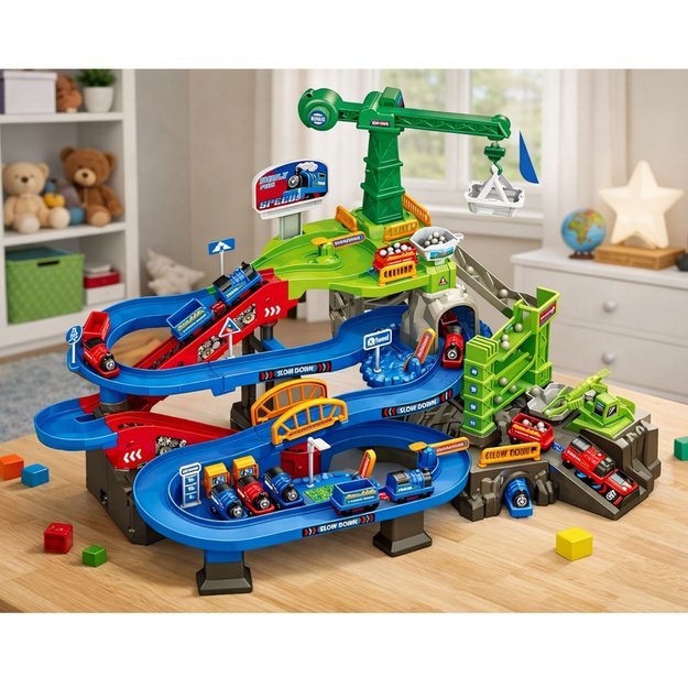 INTERAKTYVUS GELEŽINKELIO TAKAS SU KASYKLA IR KRANU – ELEKTRINIS RINKINYS VAIKAMS 2