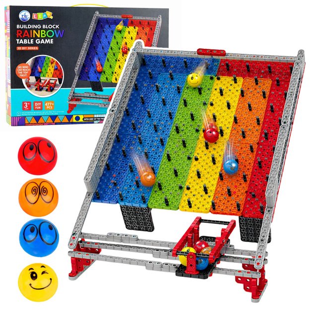 Rainbow Board Blocks Ball Track Slide Ball Catching Game 477 pcs.