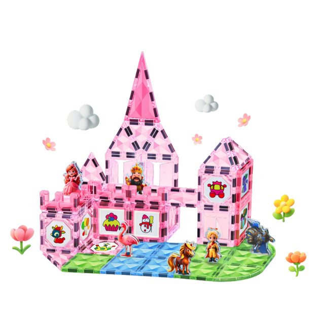 Magnetinės kaladėlės „Akvarelės princesės pilis“ – 80 dalių rinkinys 1