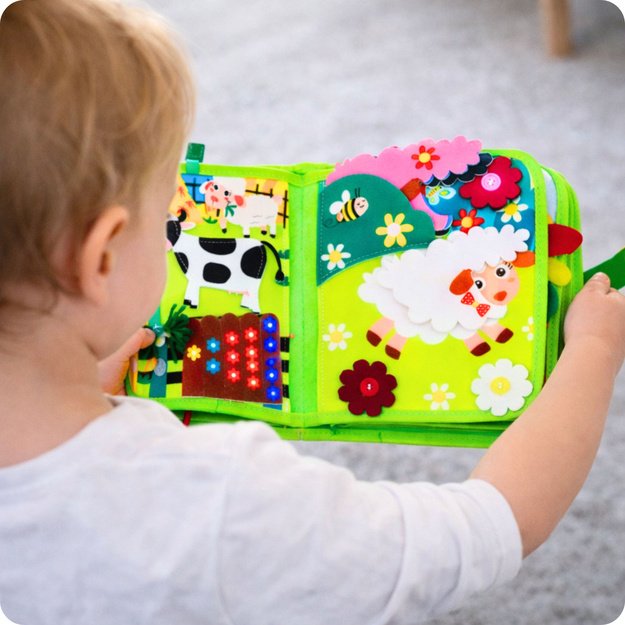  Sensorinė edukacinė knyga vaikams „Ūkis“, 20 veiklų 2