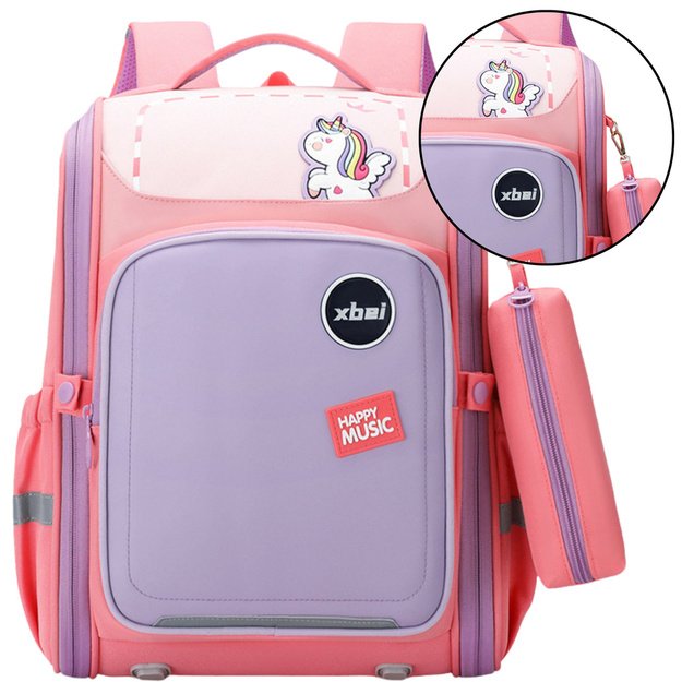 School Backpack With Unicorn Chest Strap Pastel Pink 21L 39cm 1