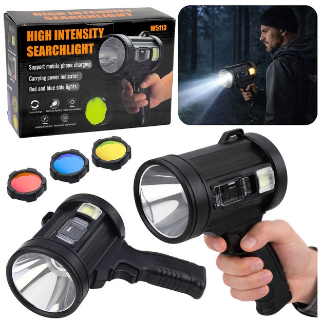 LED prožektorius 800 lm su USB, saulės įkrovimu ir „Powerbank“ funkcija