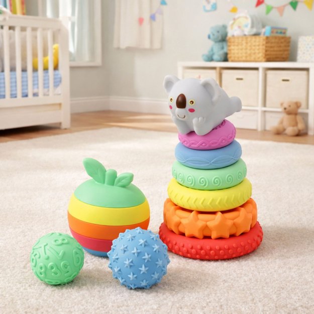 Sensory Toys Set For Toddlers Pyramid Rubber Balls 16 pcs. 4
