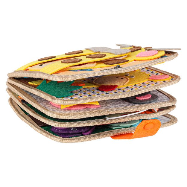 Sensorinė mokomoji 3D veltinio manipuliatyvi knygelė su judančiomis dalimis žirafa 2