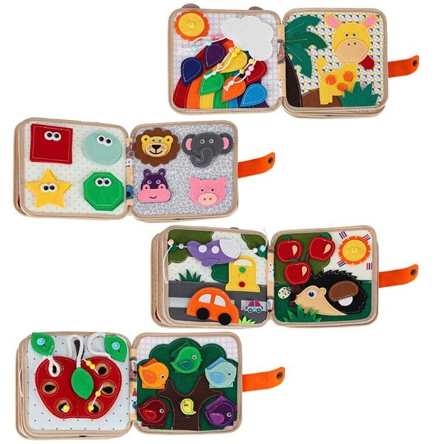 Sensorinė mokomoji 3D veltinio manipuliatyvi knygelė su judančiomis dalimis žirafa 5