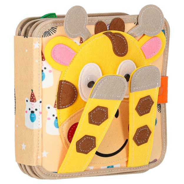 Sensorinė mokomoji 3D veltinio manipuliatyvi knygelė su judančiomis dalimis žirafa 13