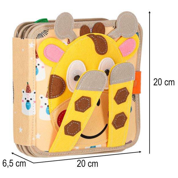 Sensorinė mokomoji 3D veltinio manipuliatyvi knygelė su judančiomis dalimis žirafa 12