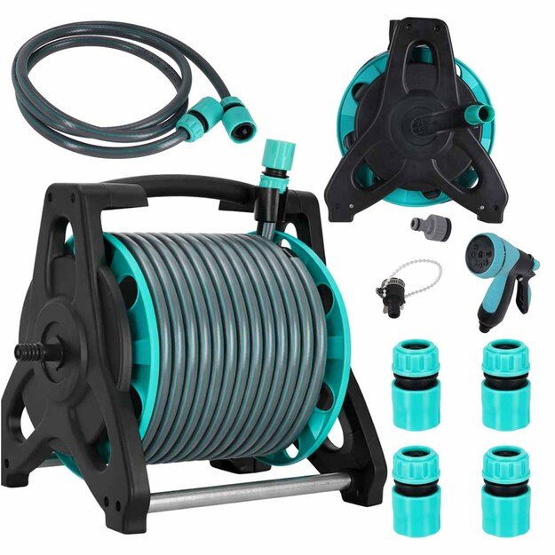 Sodo žarna ant ritės stovo LUARO purk&scaron;tuvo pistoleto įtraukiklis 30 m