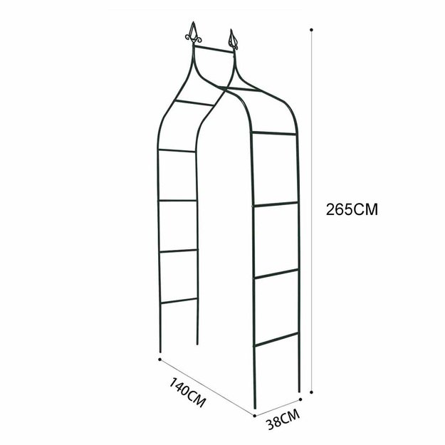 LUARO sodo pavėsinė metalinė arka su grotomis rožėms, gėlėms, vijokliniams augalams 265 cm 6