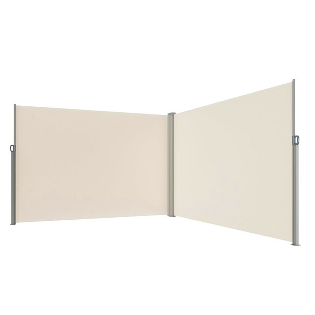 LUARO kampinė &scaron;oninė terasos markizė su i&scaron;traukiamu ekranu 180 x 620 cm, smėlio spalvos 1