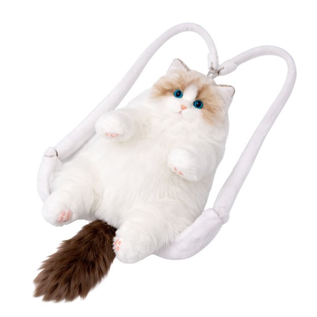 Plush Cat Backpack Mascot Adjustable Straps Silicone Paws White 50cm
