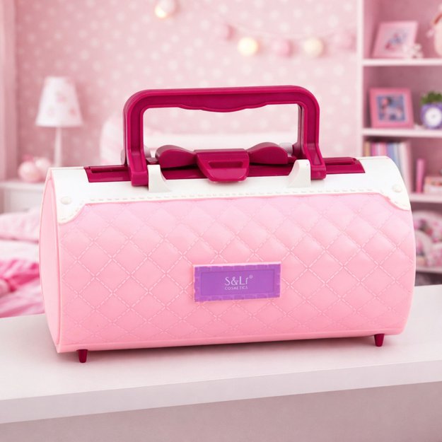 Makiažo ir nagų grožio rinkinys, kosmetika, akių šešėliai, nagų lakai, dėklas