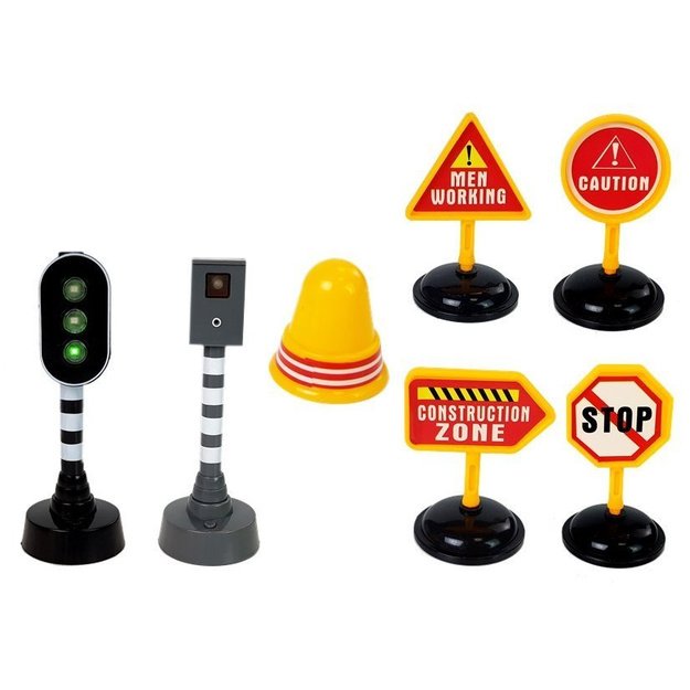 Tipper Set 1:14 Road Signs Lights Speed ​​Camera Yellow