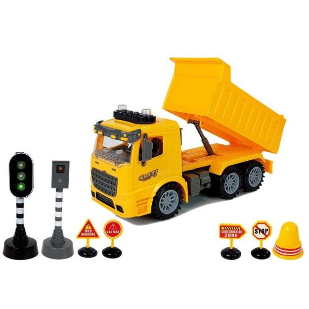 Tipper Set 1:14 Road Signs Lights Speed ​​Camera Yellow