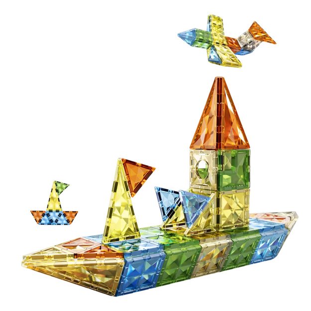 Magnetinių konstruktorių kaladėlių, figūrėlių, formų, spalvingų rinkinys, 78 vn