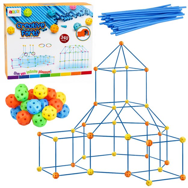 Creative Set of Construction Tubes for Spatial Building 340 pcs.
