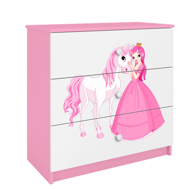 Komoda babydreams rožinė princesė arklys